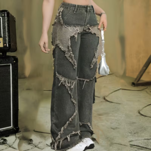 Spliced Women's Wide-Leg Jeans