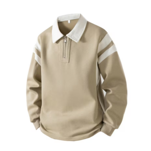 Men's Color-Block Lapel Polo Sweatshirt