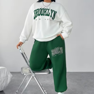 Women's Long-Sleeve Padded Sweatshirt and Drawstring Jogger Pants